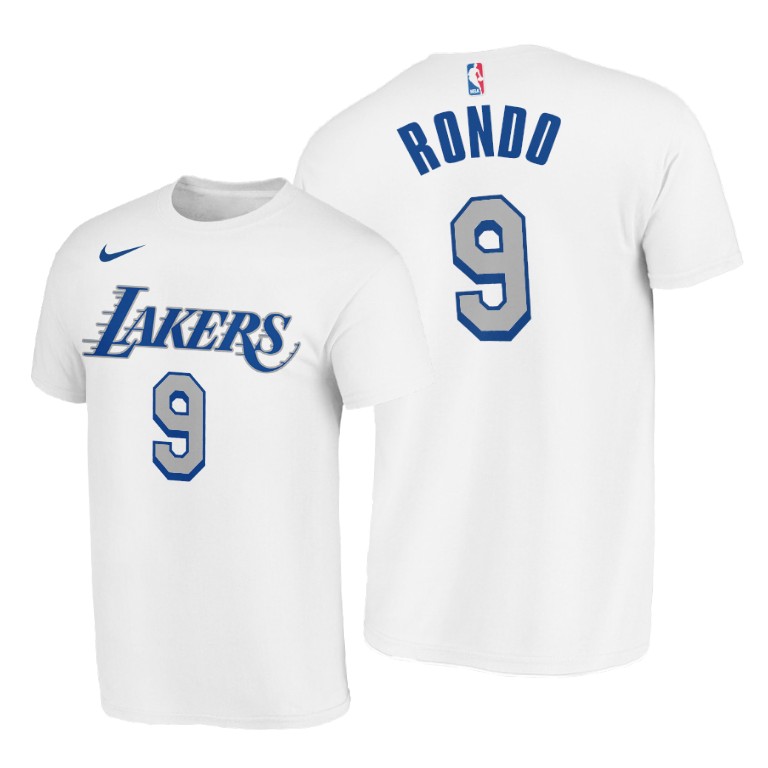 Men's Los Angeles Lakers Rajon Rondo #9 NBA 2020-21 City Edition White Basketball T-Shirt OSA1383ZY